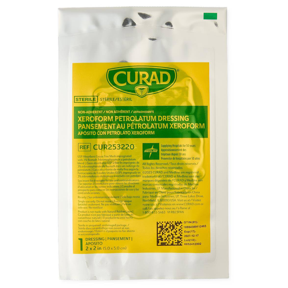 Curad Non Adherent Xeroform Petrolatum Gauze Dressing thumbnail 2