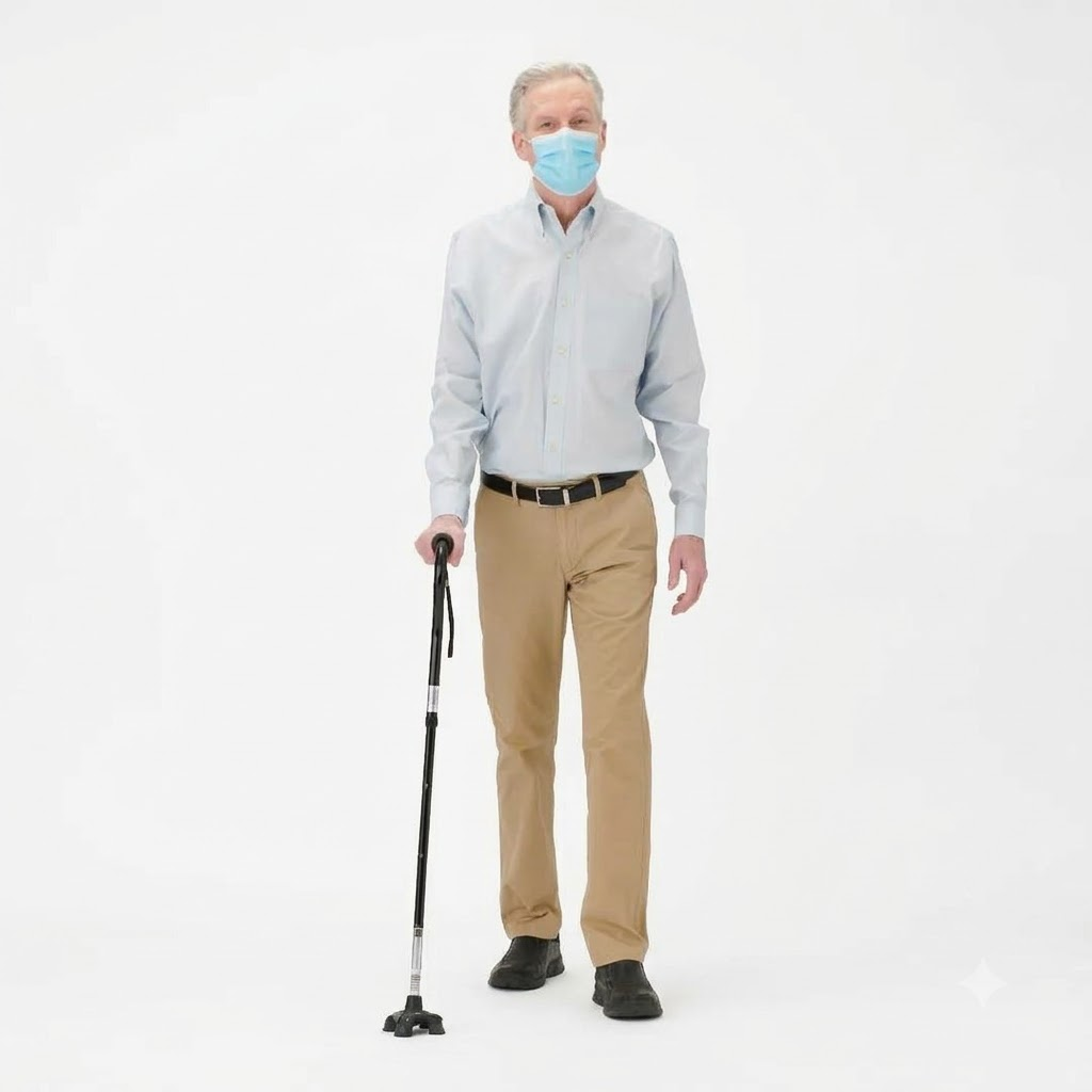 Medline 4-Point Offset Folding Hybrid Cane