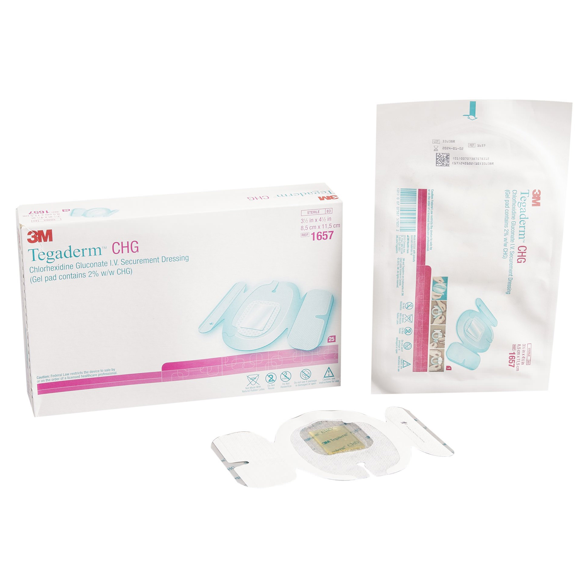 3M Tegaderm CHG IV Securement Dressing, 8.5 x 11.5 cm - Case of 100