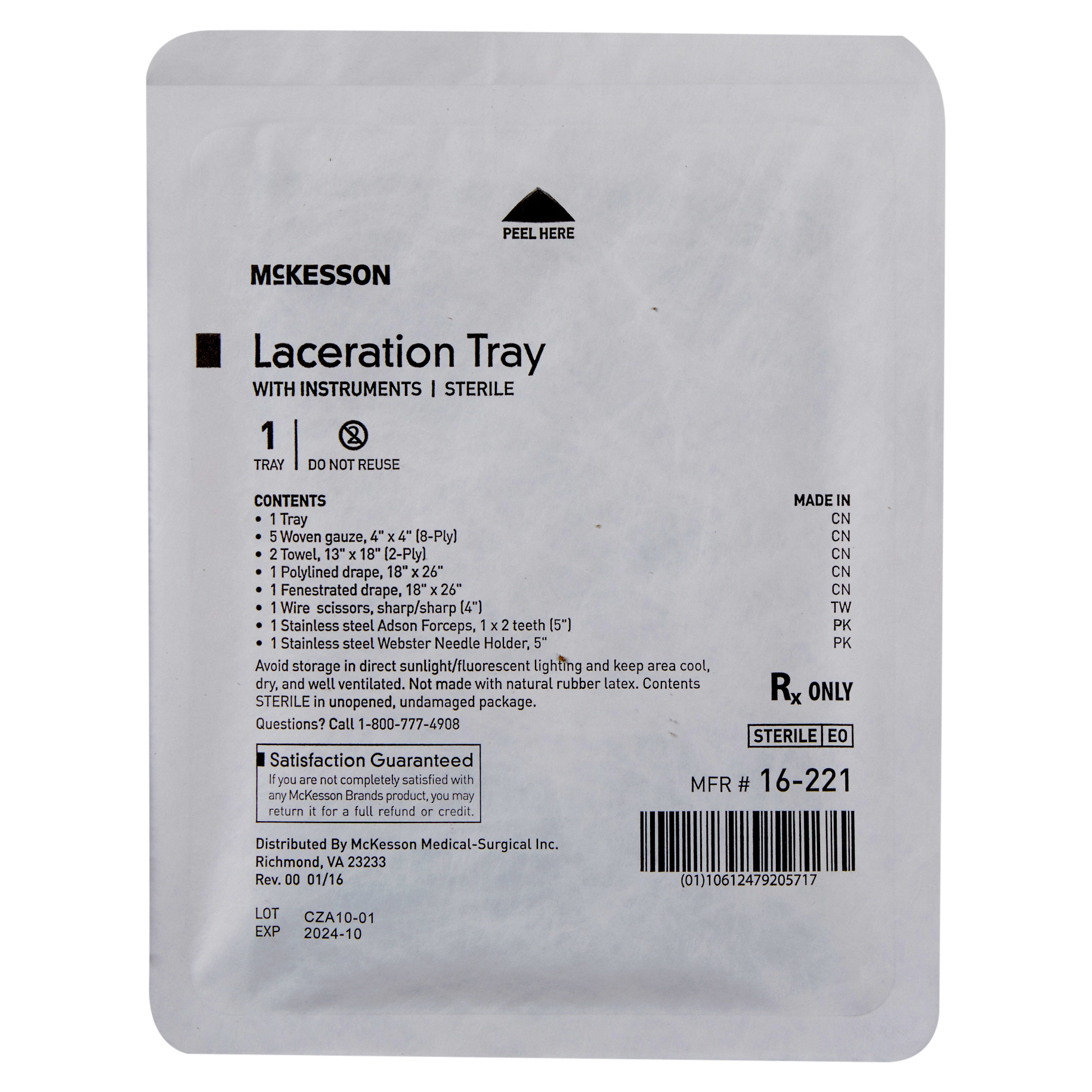 McKesson Sterile Laceration Tray thumbnail 2