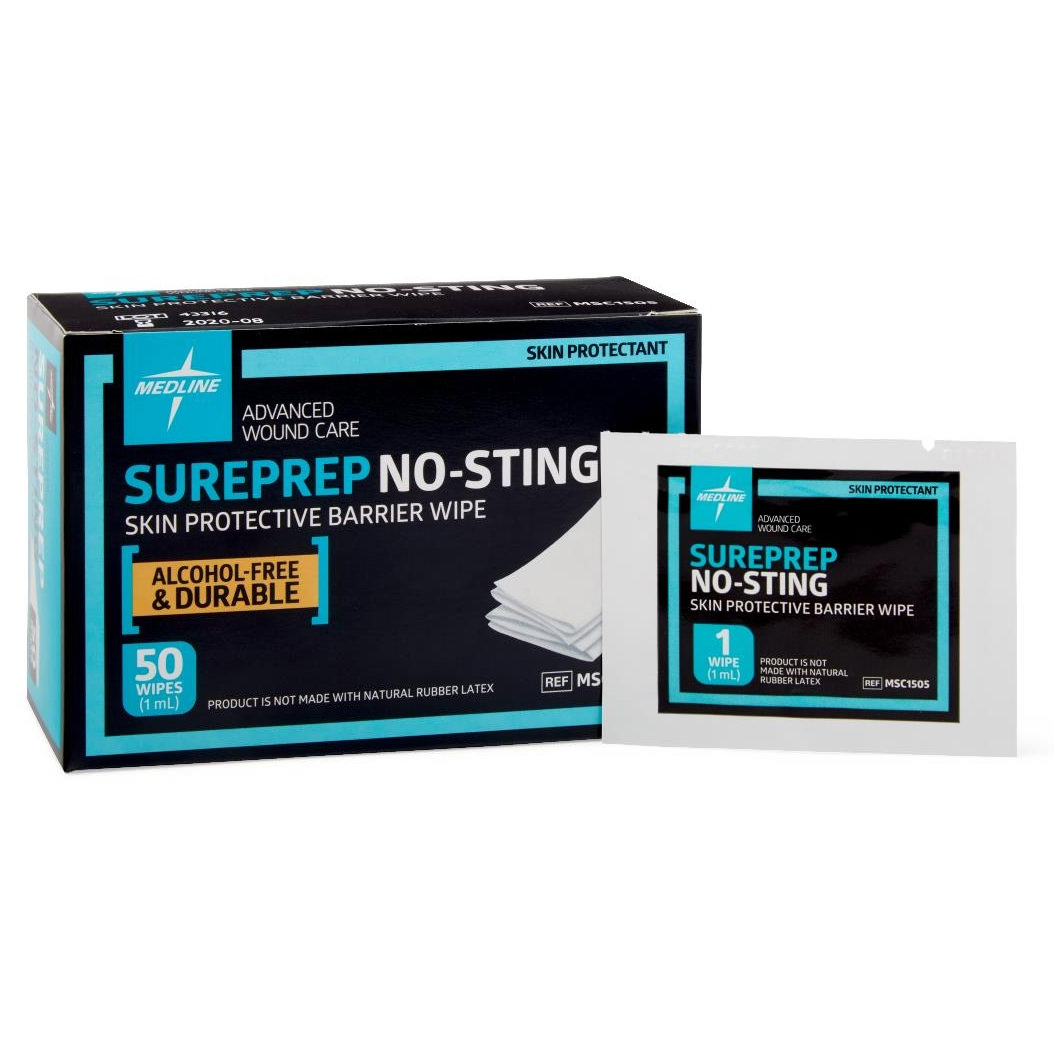 ボディ・フェイスケア sureline SurePrep No-Sting Skin Protective Barrier Wipes, Box of 50