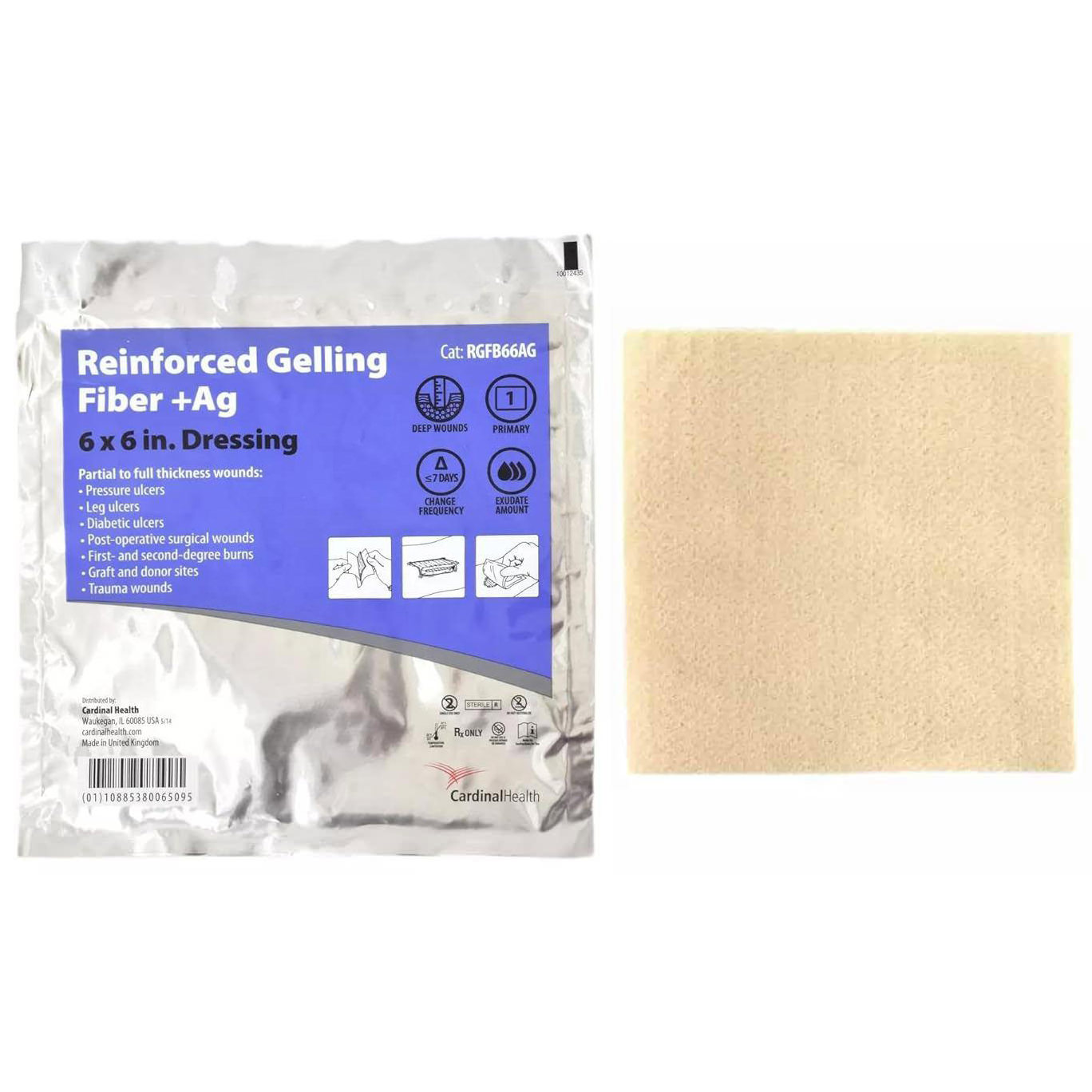 Cardinal Health Silver Gelling Fiber Dressing, 6x6 Inch Cardinal Health Silver Gelling Fiber Dressing, 6x6 Inch