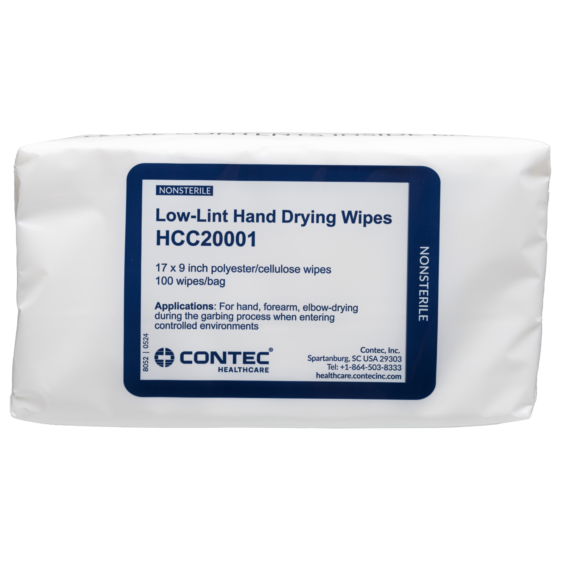 Contec Low Lint Hand Drying Wipe, 9 X 17 Inch