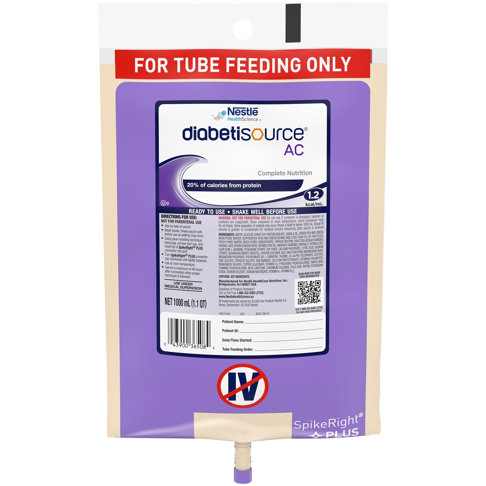 Diabetisource AC 1.2 Kcal Tube Feeding Formula