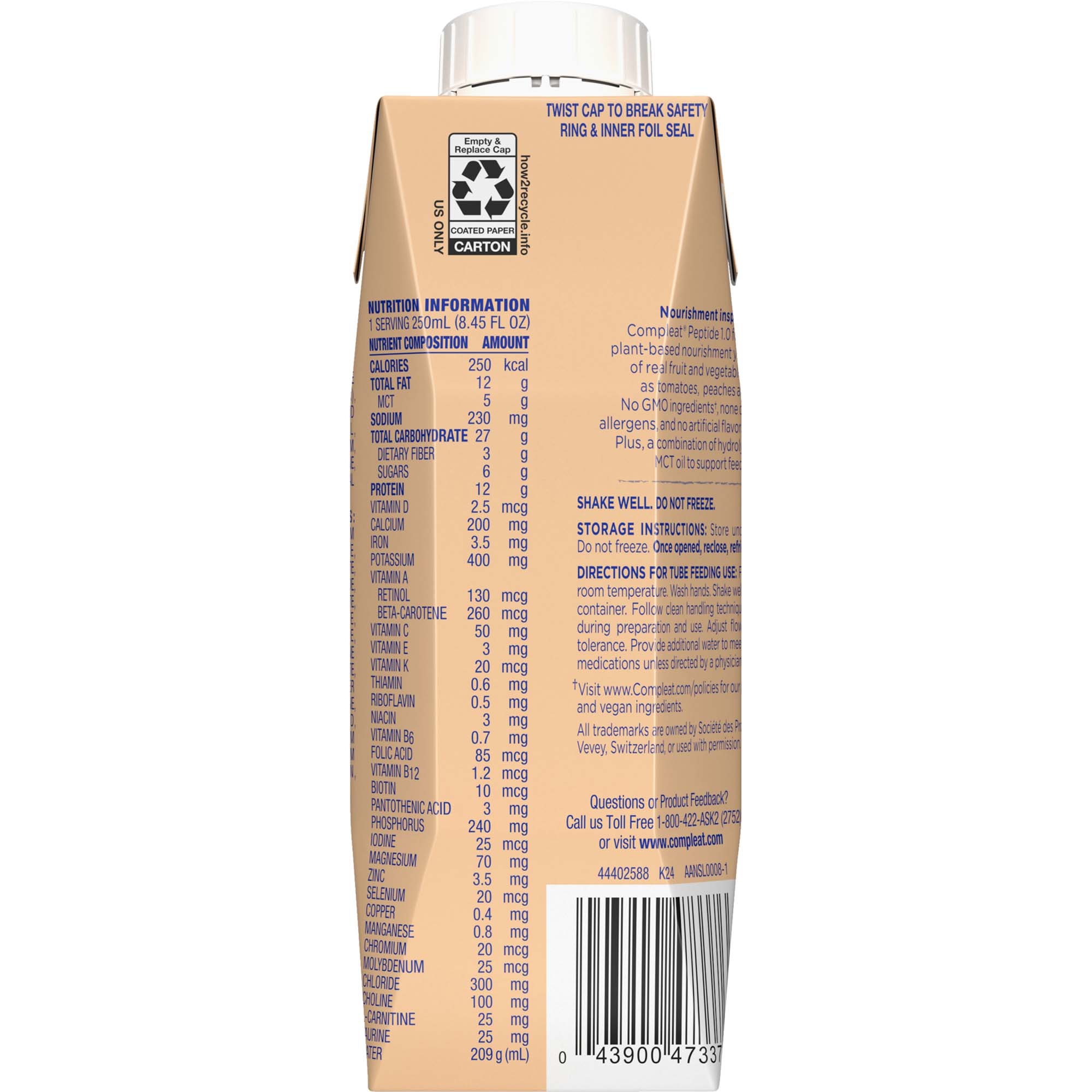 Compleat 1.0 Plant and Peptide-Based Tube Feeding Formula thumbnail 2
