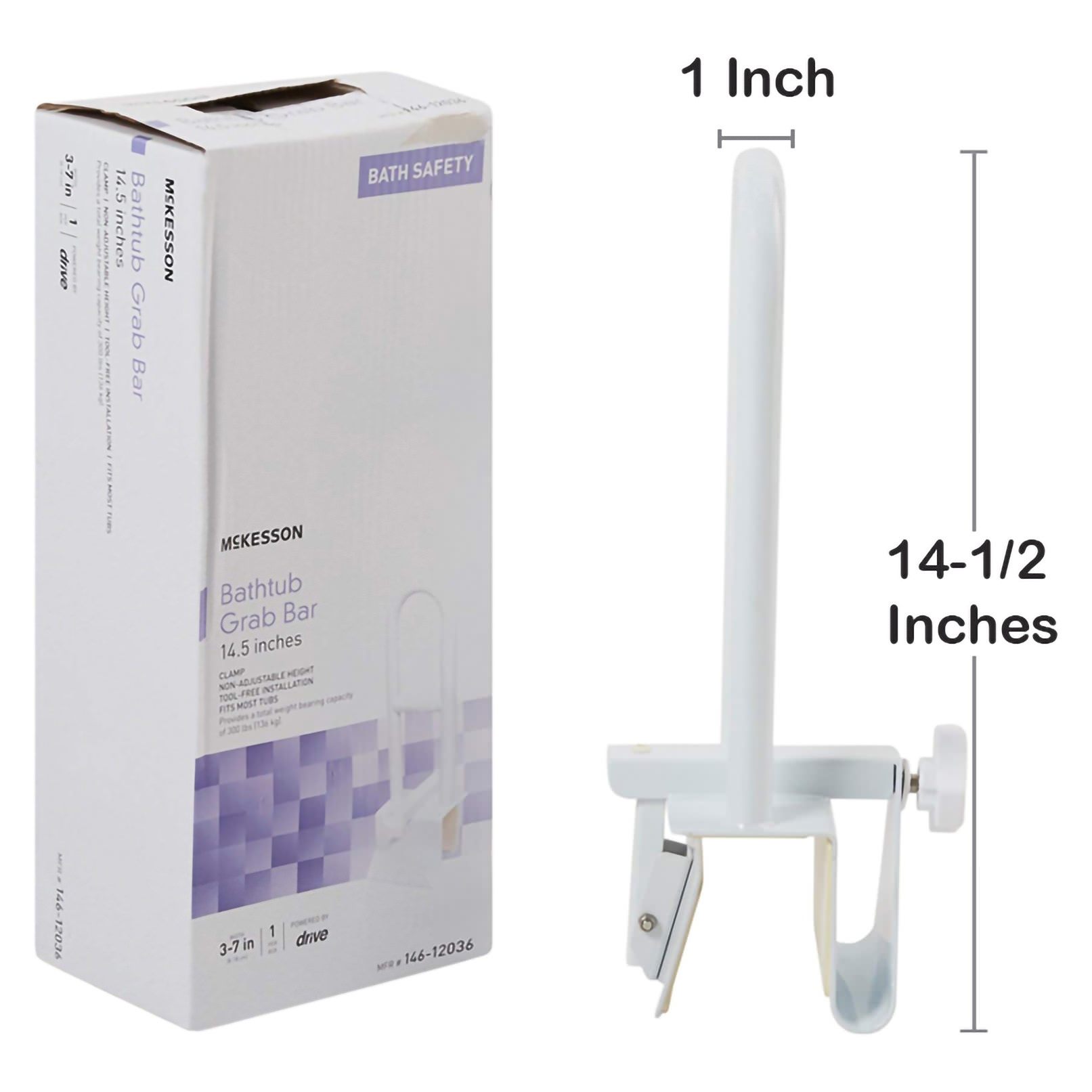 McKesson Smooth Handle Bathtub Grab Bar, White thumbnail 4