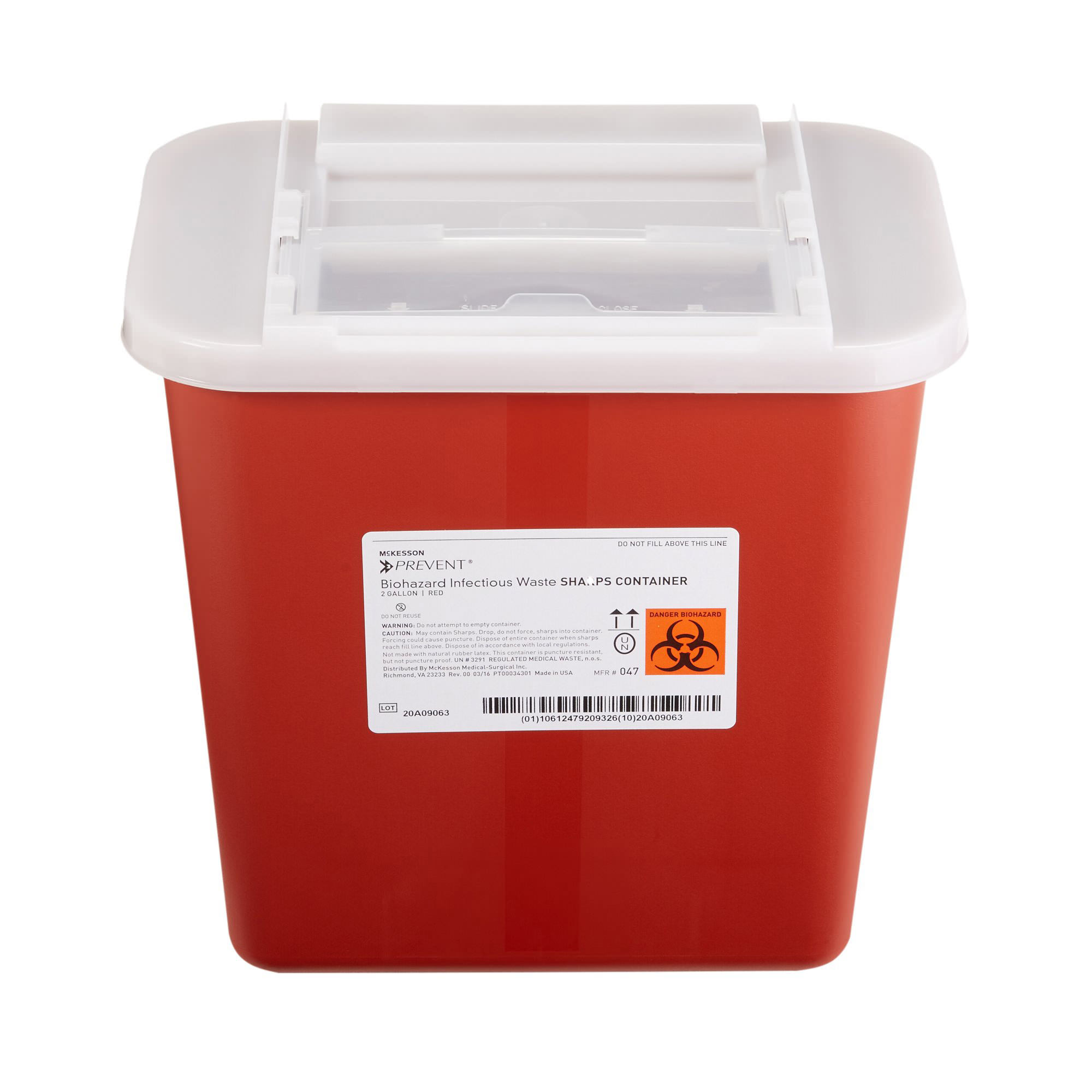 McKesson Prevent Biohazard Infectious Waste Sharps Containers, Horizontal Entry