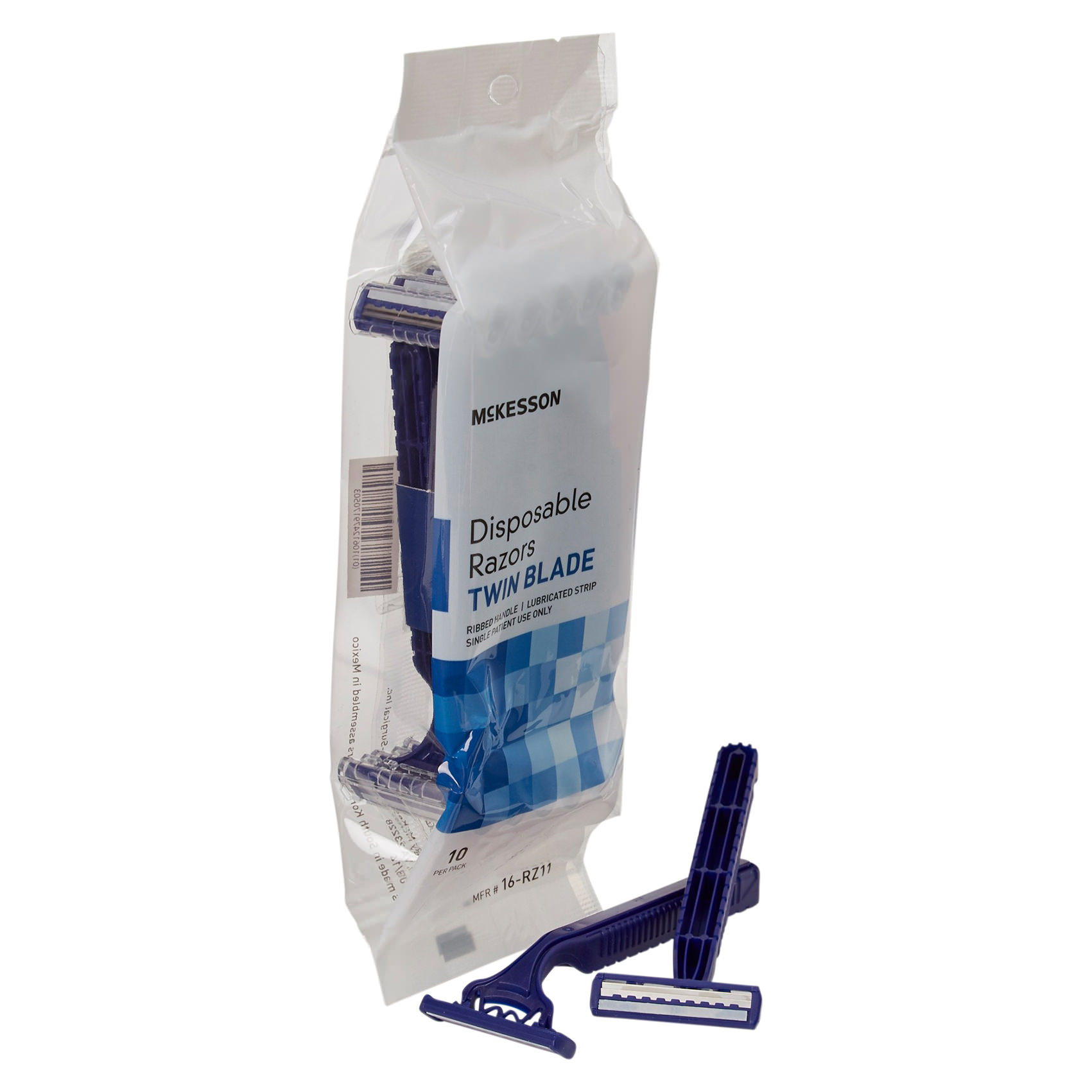 McKesson Razor Stainless Steel Blade Blue Plastic Handle Twin Blade