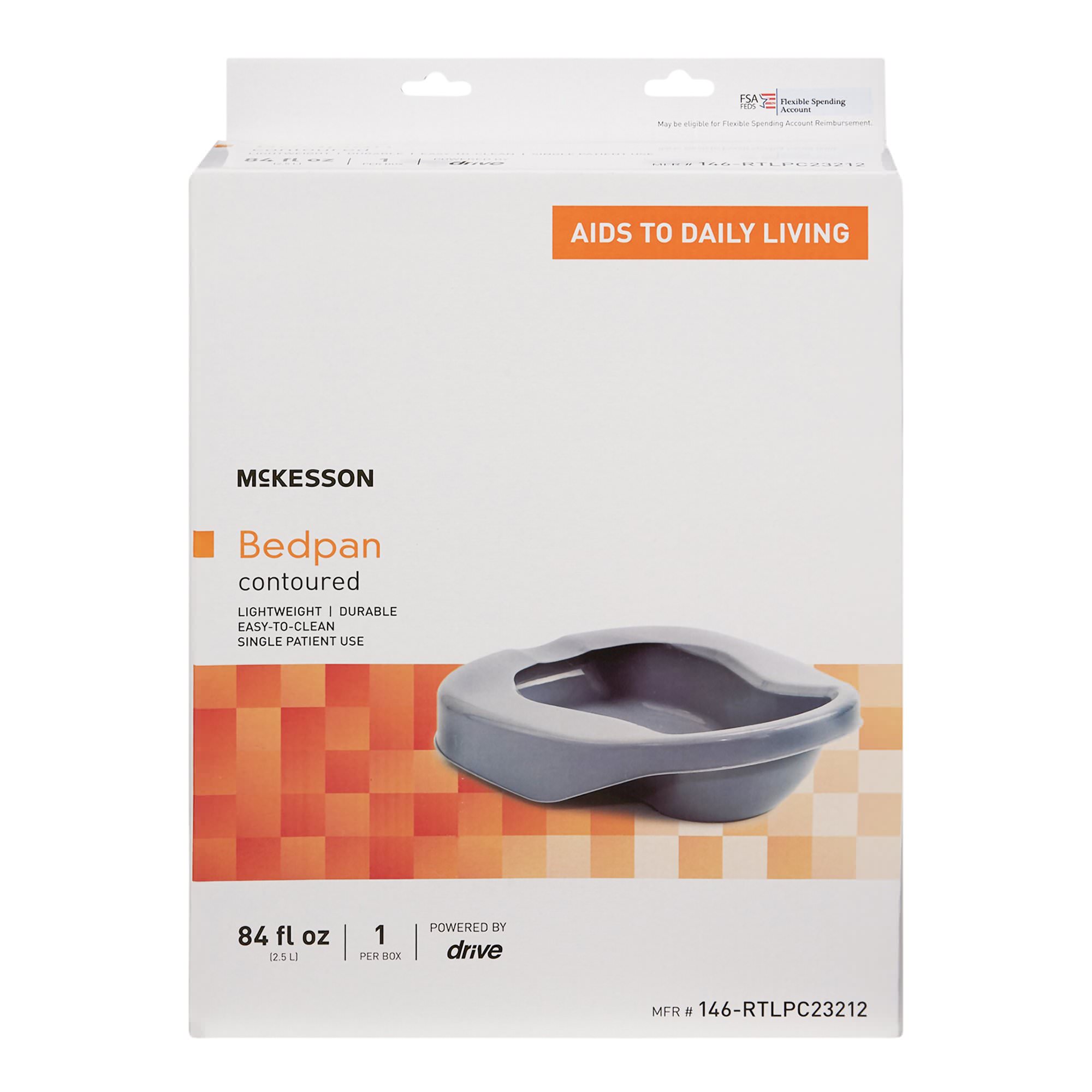 McKesson Contoured Bedpan Gray 16.25 L x 12 W x 4.25 H Inch Unisex Single Patient Use thumbnail 2