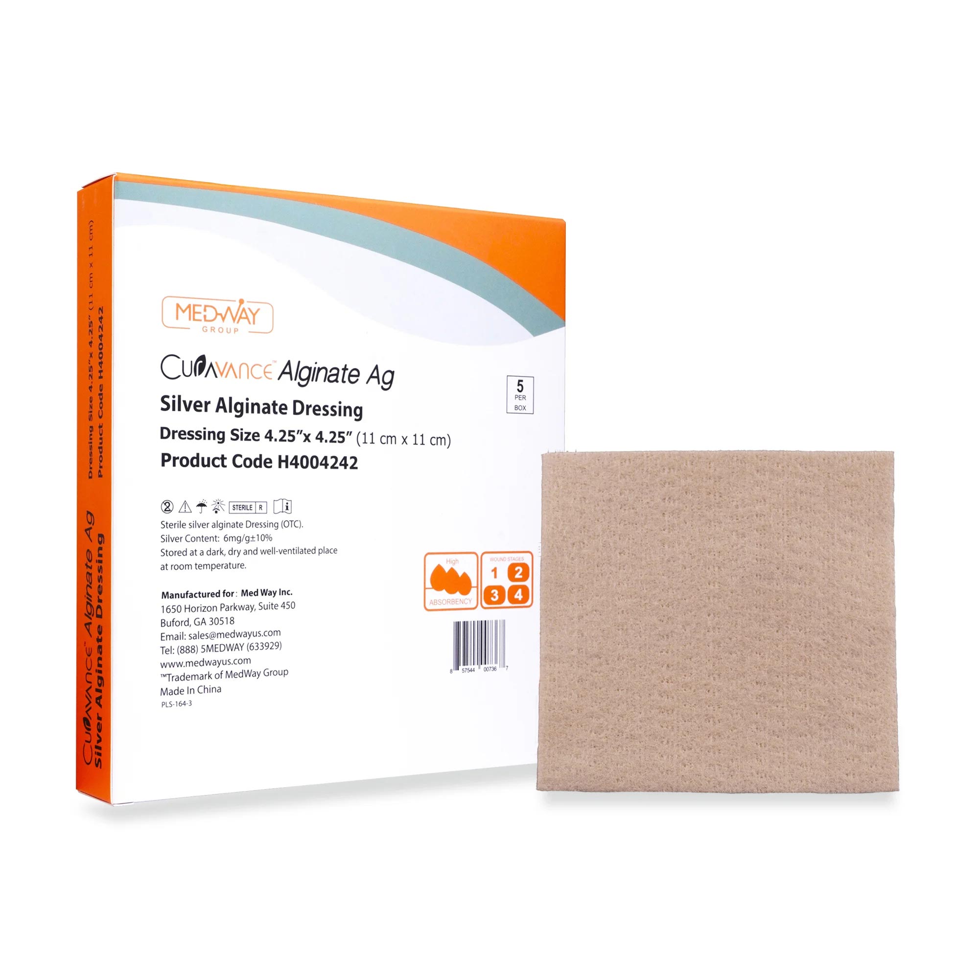 silver alginate dressing para que sirve Silver Calcium Alginate Ag Sterile Highly Absorbent Antibacterial Dressing, 2 inchx2 Inch, 5 dressings/Box, MedHeal by MedvanceTM
