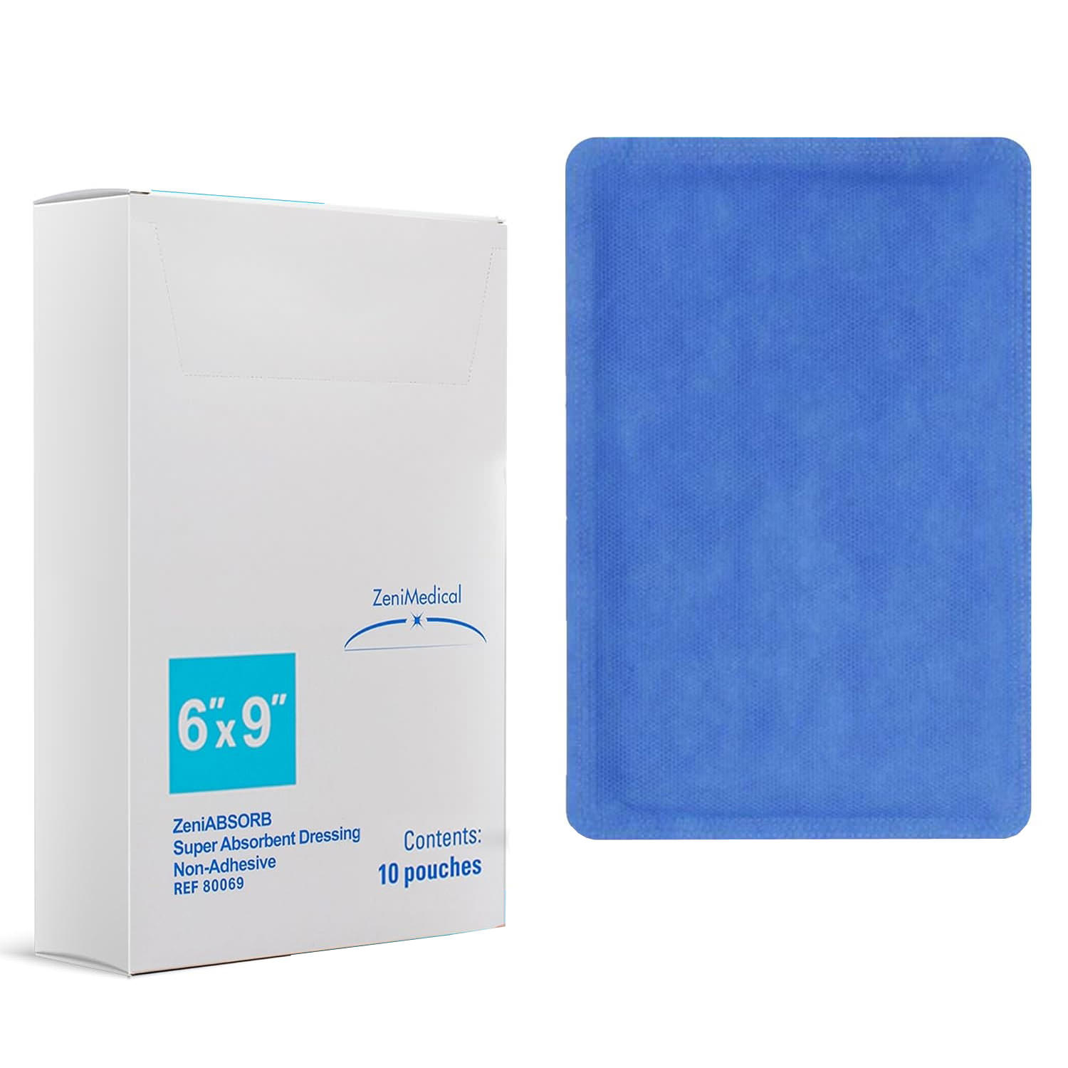 ZeniAbsorb Non-Adhesive Super Absorbent Foam Dressing 4x5 Inch