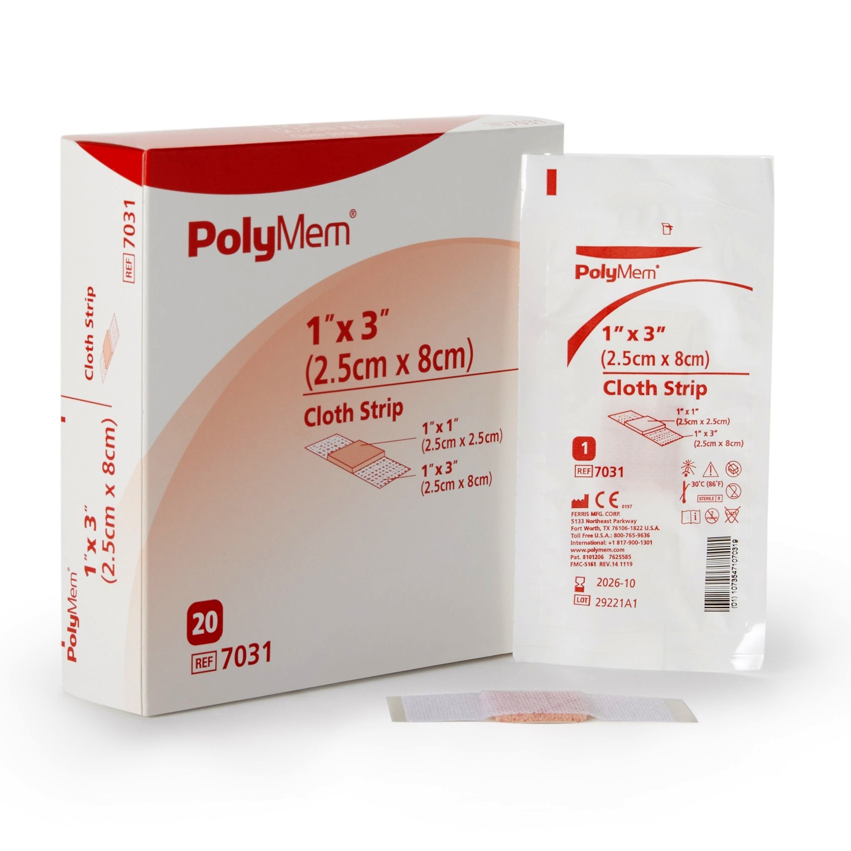 PolyMem Cloth Adhesive Strip Wound Dressing